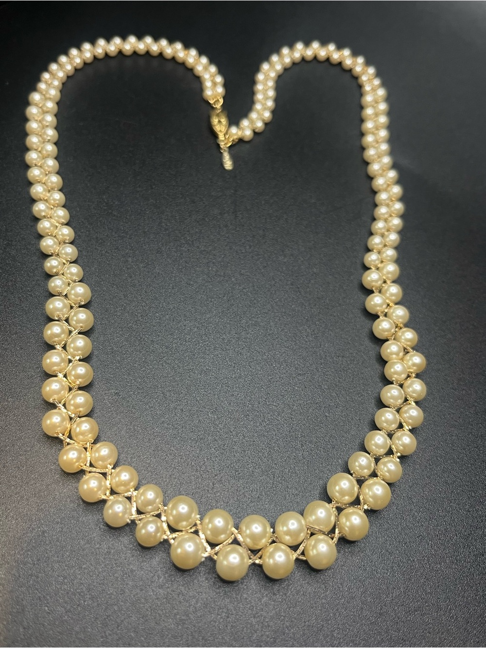 Vintage Napier Faux Pearl Woven Statement Necklace. - Picture 8 of 9